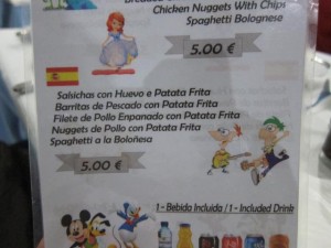 Menú infantil del restaurante "Ponto de encontro" en Tavira